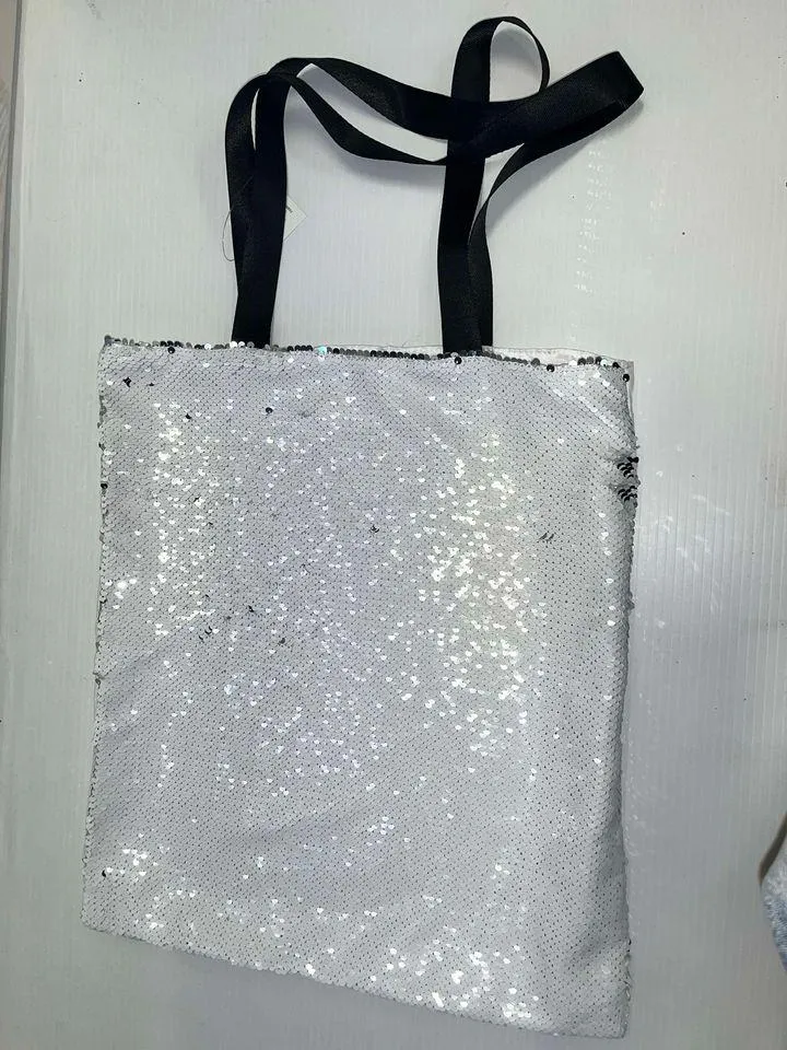 Reversible Sequin White and Silver Tote