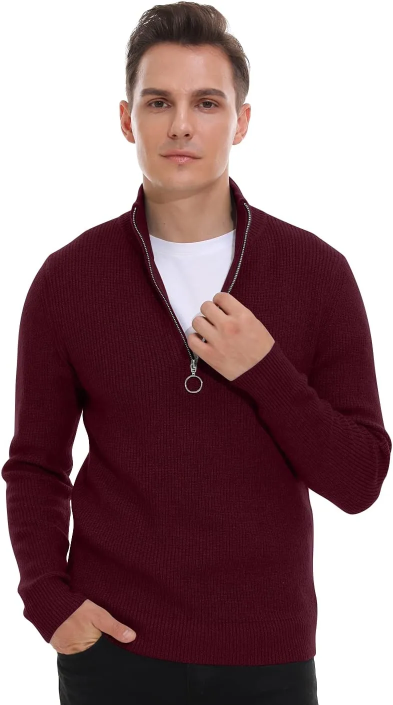 Sailwind Men's Soft Sweaters Quarter Zip Pullover Classic Ribbed Turtleneck Sweater