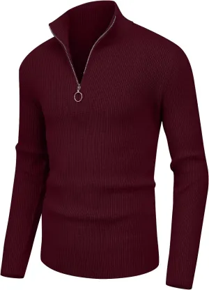 Sailwind Men's Soft Sweaters Quarter Zip Pullover Classic Ribbed Turtleneck Sweater