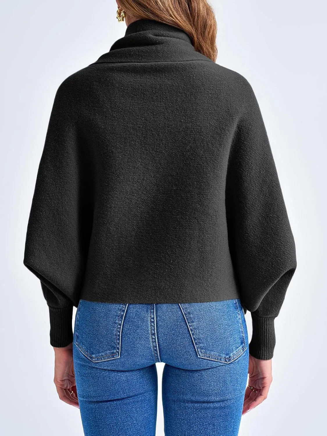 Saodimallsu Womens Open Front Cardigan Batwing Long Sleeve Shawl Chunky Knit Loose Fall Poncho Sweater Coats