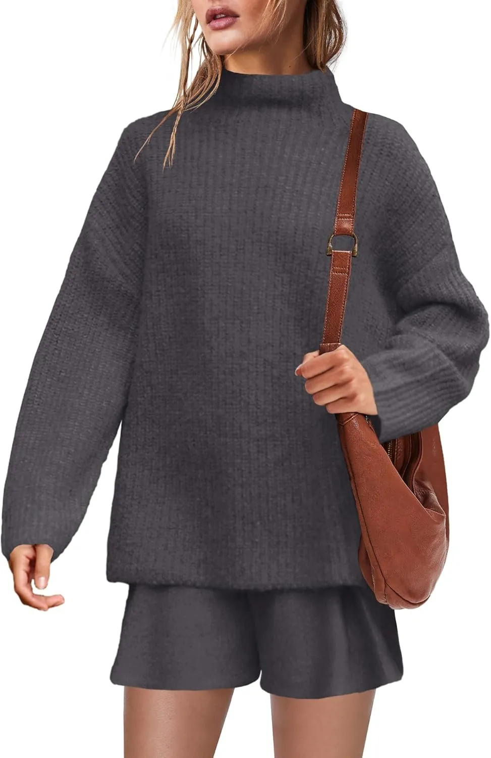 SENSERISE Womens Sweater Skirt Set 2 Piece Outfits Matching Lounge Sets Turtleneck Knit Tops Mini Dress