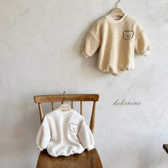 Sherpa Embroidered Bear Romper