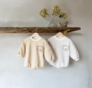 Sherpa Embroidered Bear Romper