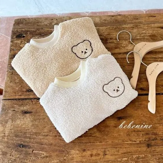 Sherpa Embroidered Bear Romper