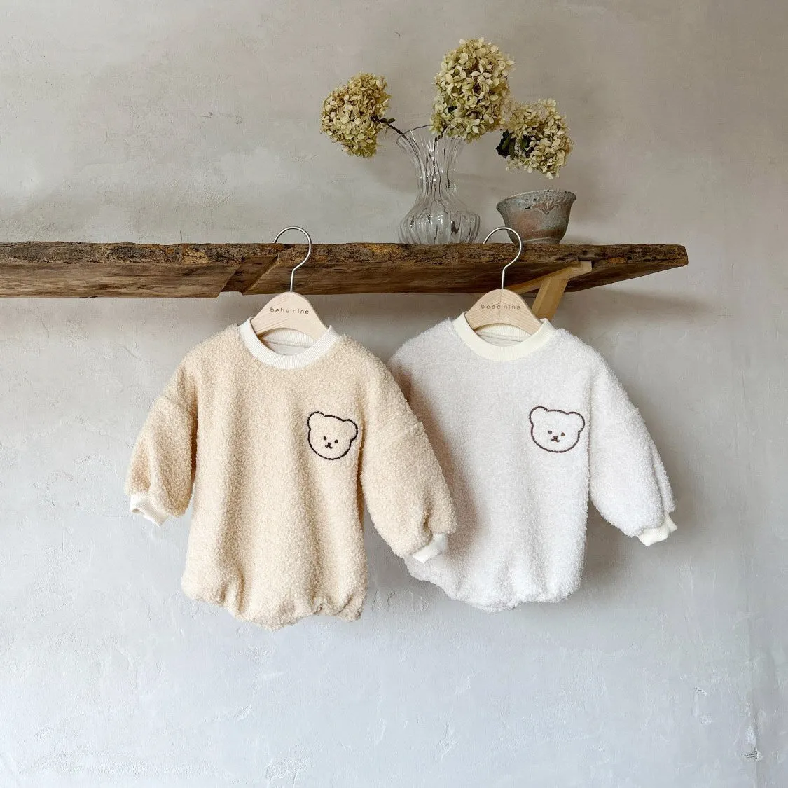 Sherpa Embroidered Bear Romper