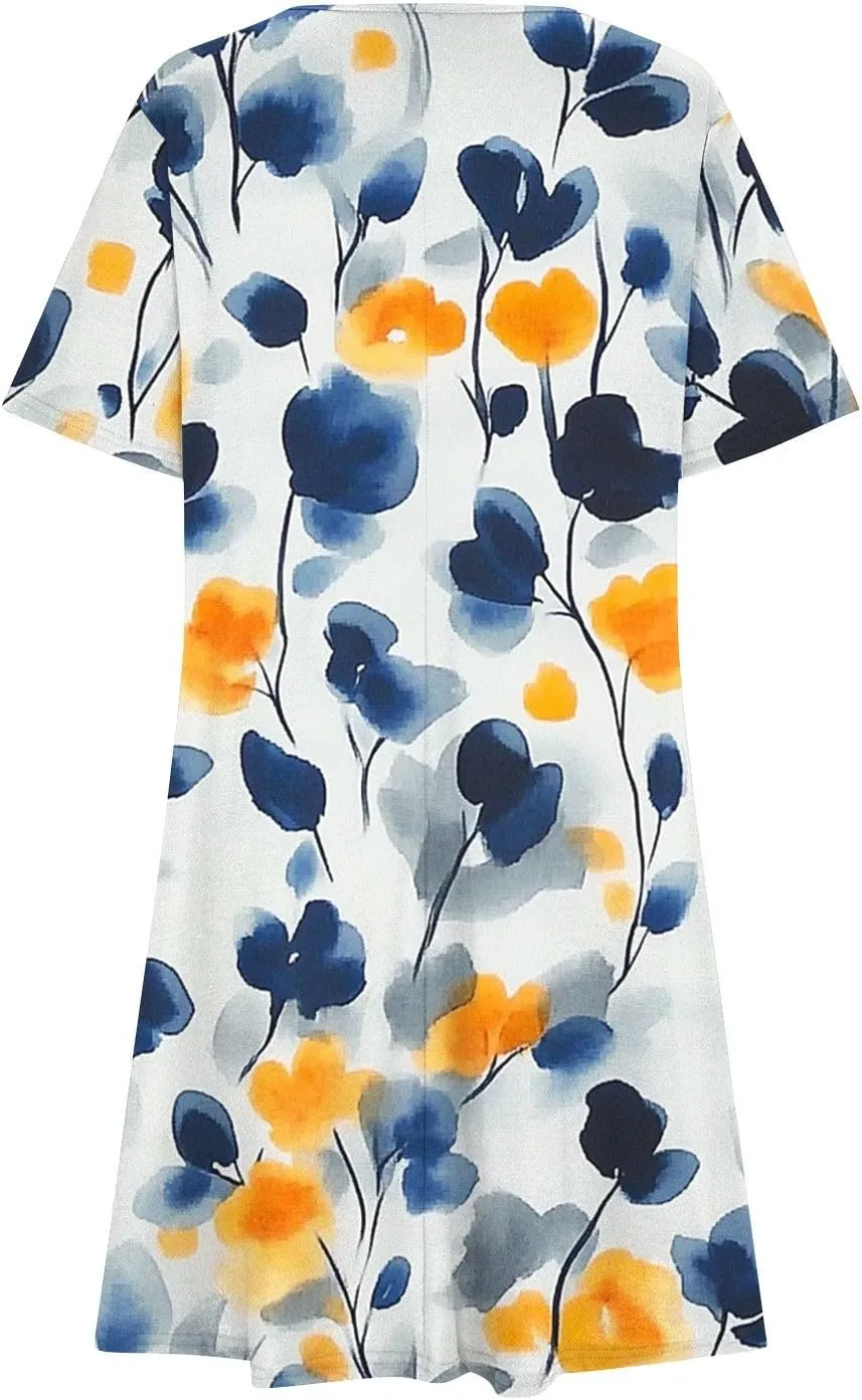 Shirt Dresses for Women A-Line Short Sleeve Polka Dots Mini Sundress 2025 Vacation Casual Beach Summer Dresses