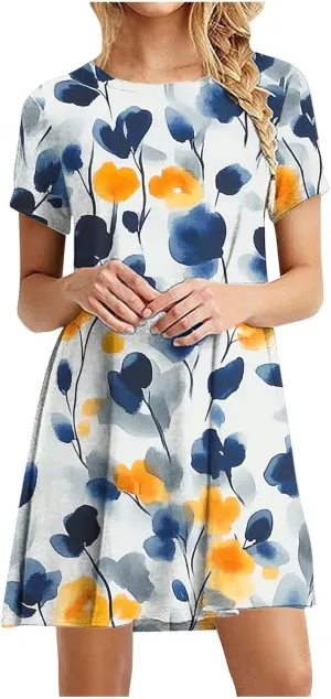 Shirt Dresses for Women A-Line Short Sleeve Polka Dots Mini Sundress 2025 Vacation Casual Beach Summer Dresses
