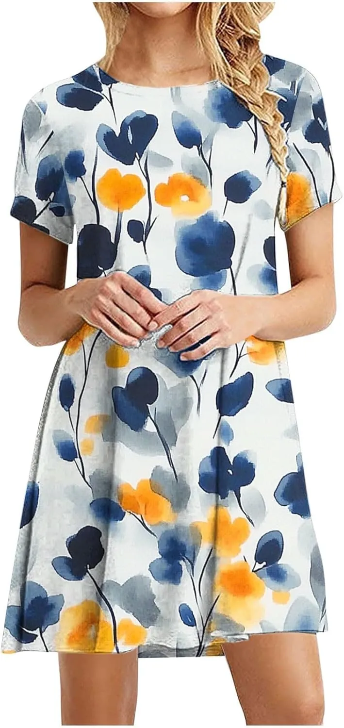 Shirt Dresses for Women A-Line Short Sleeve Polka Dots Mini Sundress 2025 Vacation Casual Beach Summer Dresses
