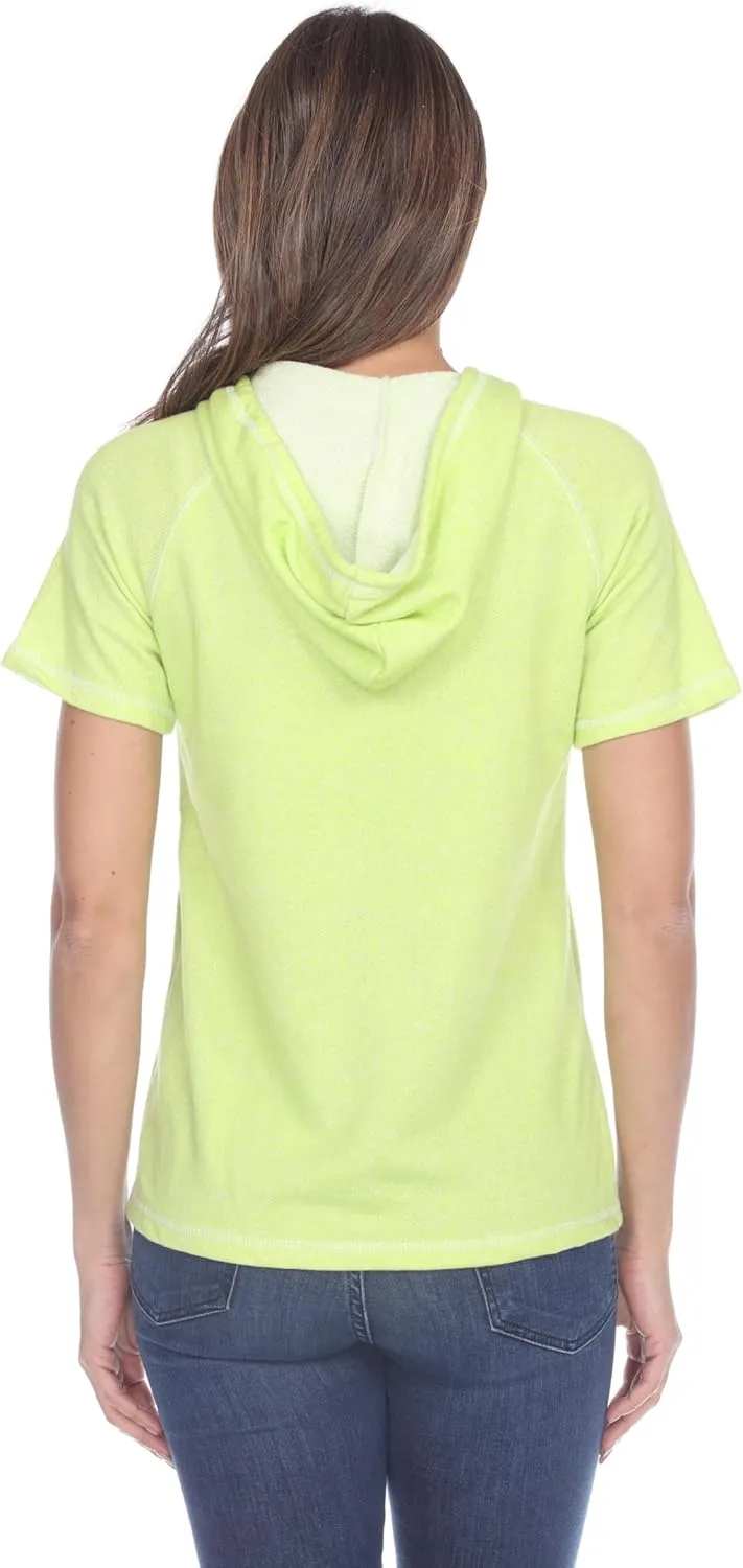 Short Sleeve Zip Hoodie Women Cotton Blend Hoodie Zip Up Pocket Short Sleeve JacketComfortable for Everyday Wear