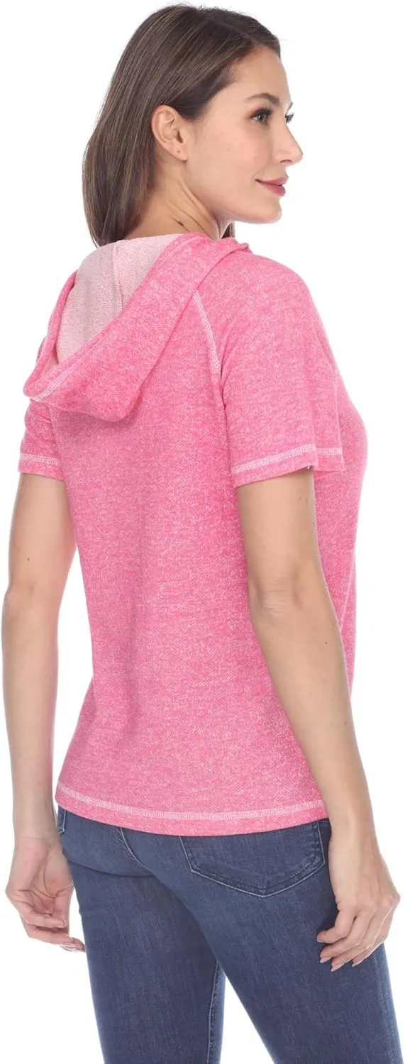 Short Sleeve Zip Hoodie Women Cotton Blend Hoodie Zip Up Pocket Short Sleeve JacketComfortable for Everyday Wear