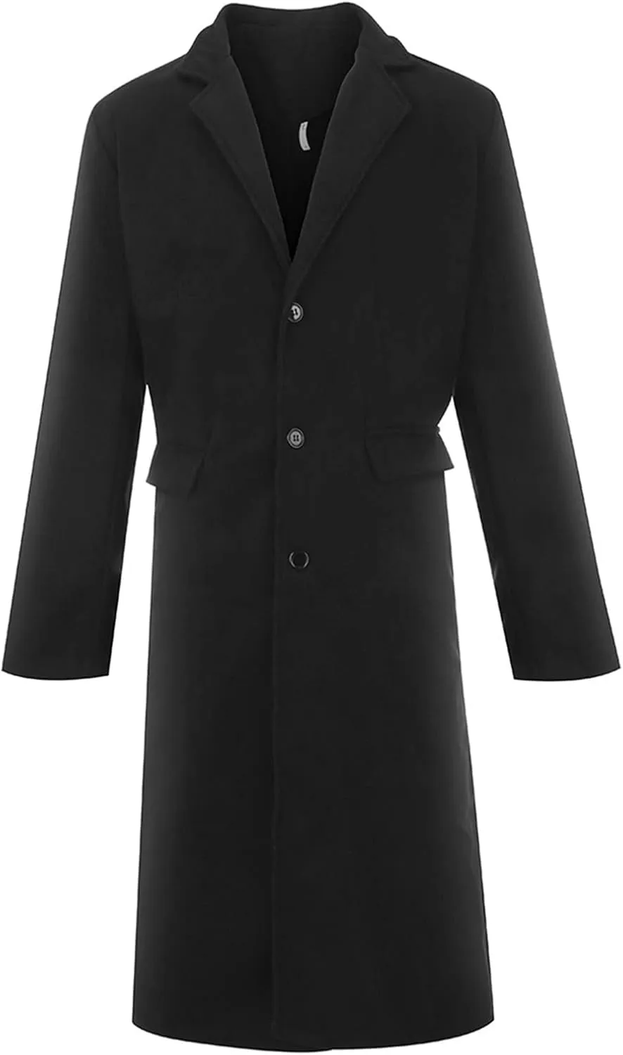 Sinzelimin Men's Cardigan Coat Fashion Printed Wool Blends Casual Long-sleeved Jacket Length Windbreaker Overcoat Trench