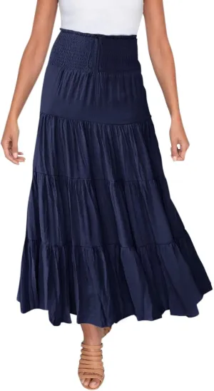 Skirts for Women Trendy High Waist Skirt Long Skirts Elegant Flowy A-line Flared Midi Skirt Spring Dresses Midi