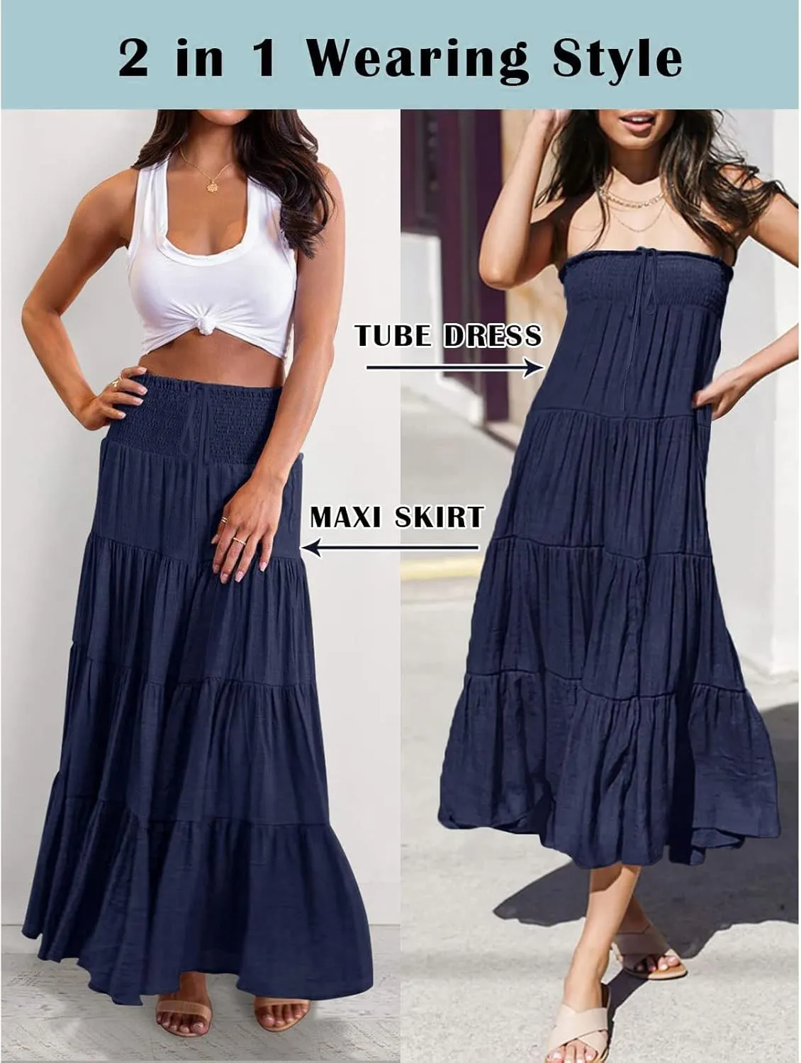 Skirts for Women Trendy High Waist Skirt Long Skirts Elegant Flowy A-line Flared Midi Skirt Spring Dresses Midi