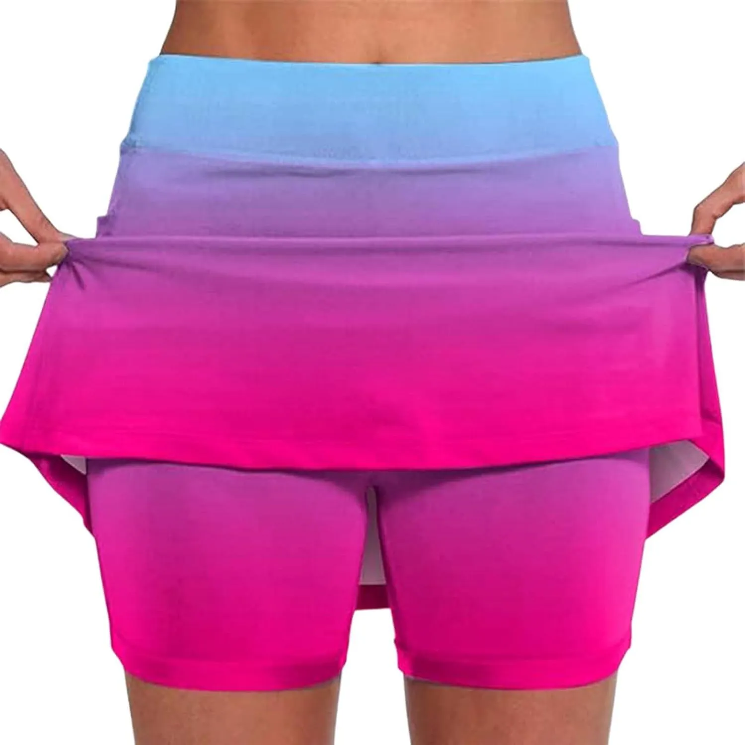 Skorts for Women Dressy Casual Gradient Tennis Skirt with Shorts Underneath Womens Athletic Skorts with Pockets Tummy Control