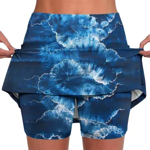 Skorts for Women Dressy Casual Tie Dye Skirts for Women High Waist Athletic Golf Tennis Skirt with Built in Shorts
