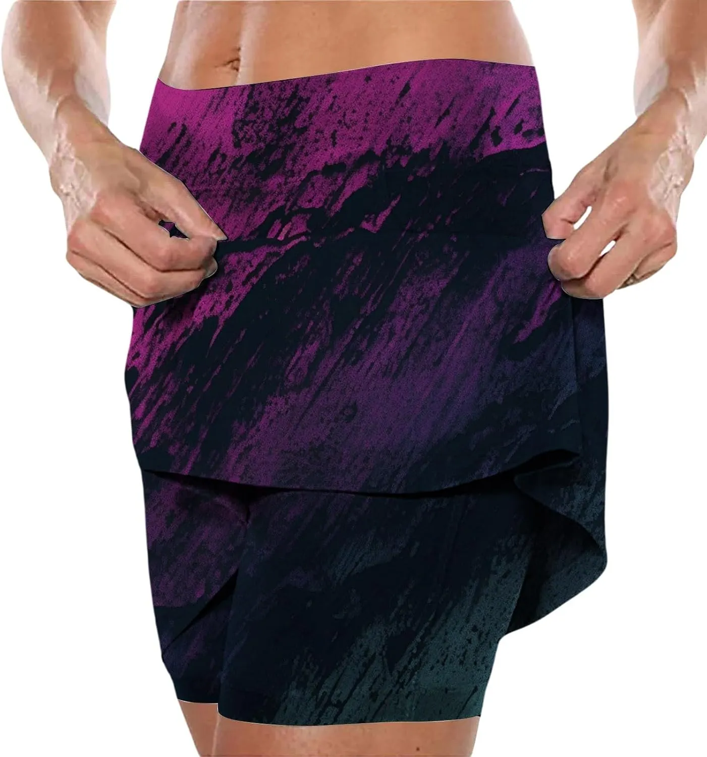 Skorts for Women Dressy Tie Dye High Waisted Tummy Control Tennis Skirt Built in Shorts Running Skirts with Pockets