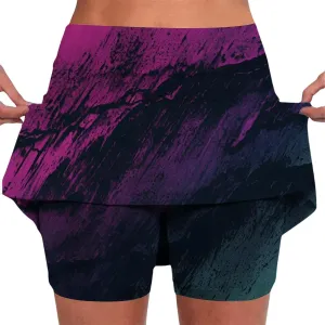 Skorts for Women Dressy Tie Dye High Waisted Tummy Control Tennis Skirt Built in Shorts Running Skirts with Pockets