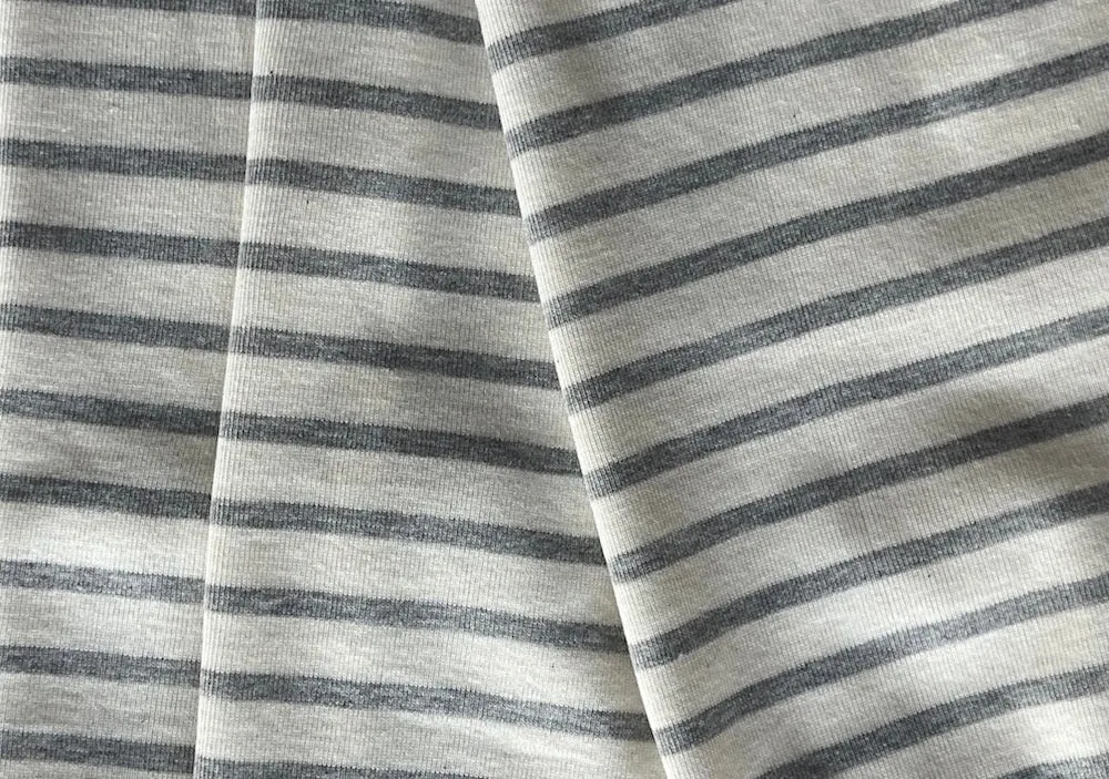 Soft Striped Pigeon Grey & Natural Cotton Knit (Made in Japan)