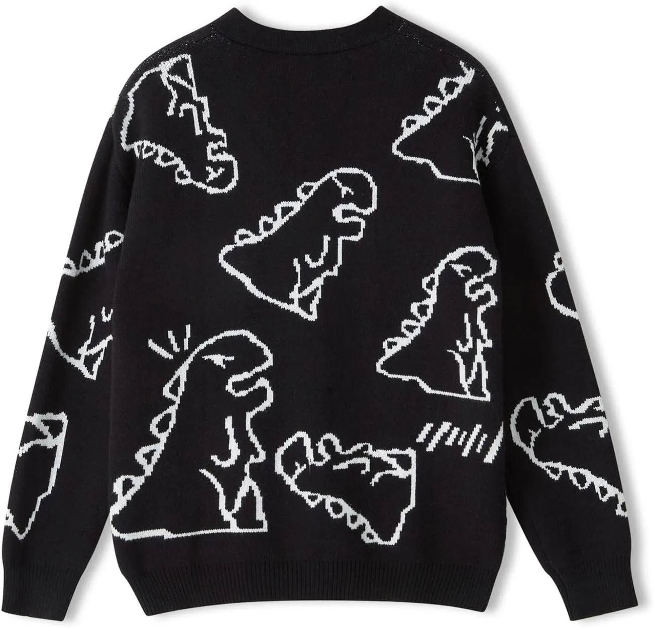 SOLILOQUY Women Cute Dinosaur Sweater Casual Crew Neck Oversized Knitted Pullover Y2K Harajuku Knitwear