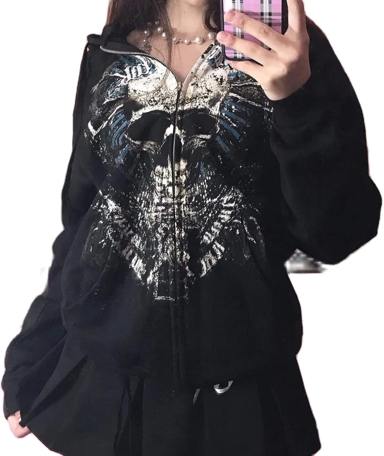 SOLILOQUY Women Zip Up Hoodie Y2k Vintage Graphic Oversized Hooded Sweatshirt Jacket Pullover Coats Harajuku Streetwear