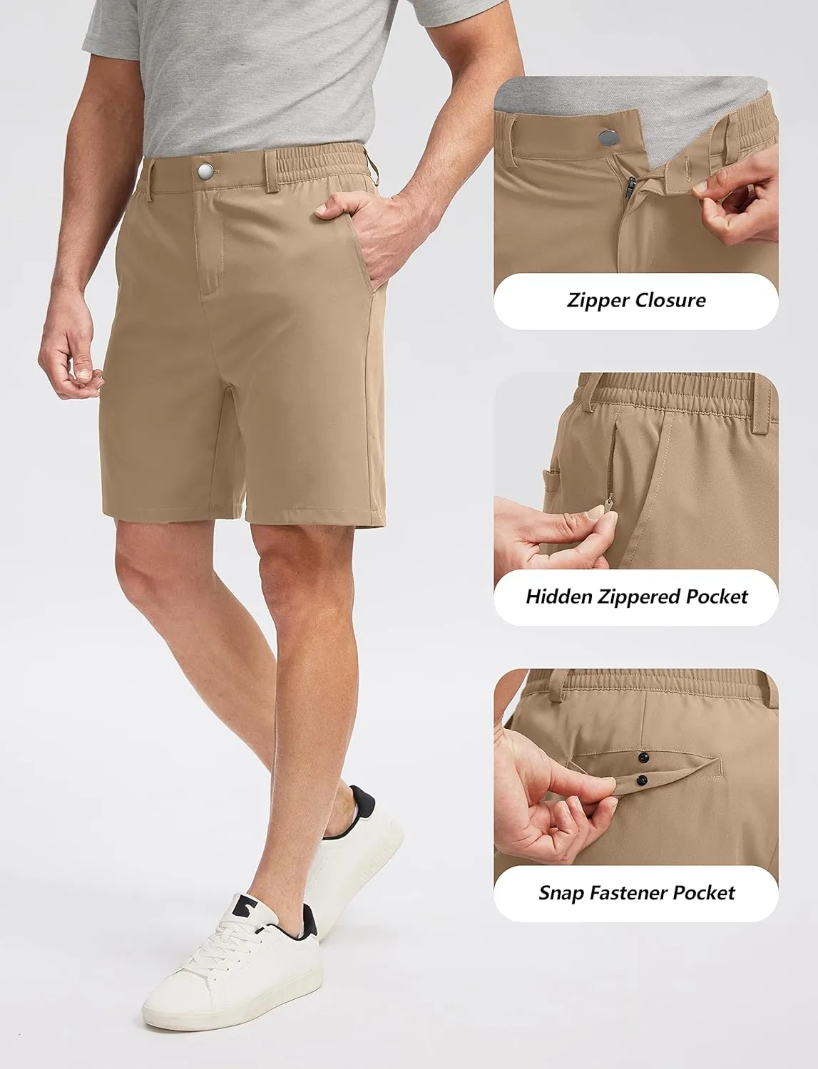 Soothfeel Men's Golf Shorts with 5 Pockets 7 Inch Stretch Lightweight Quick Dry Hiking Casual Work Dress Shorts for Men