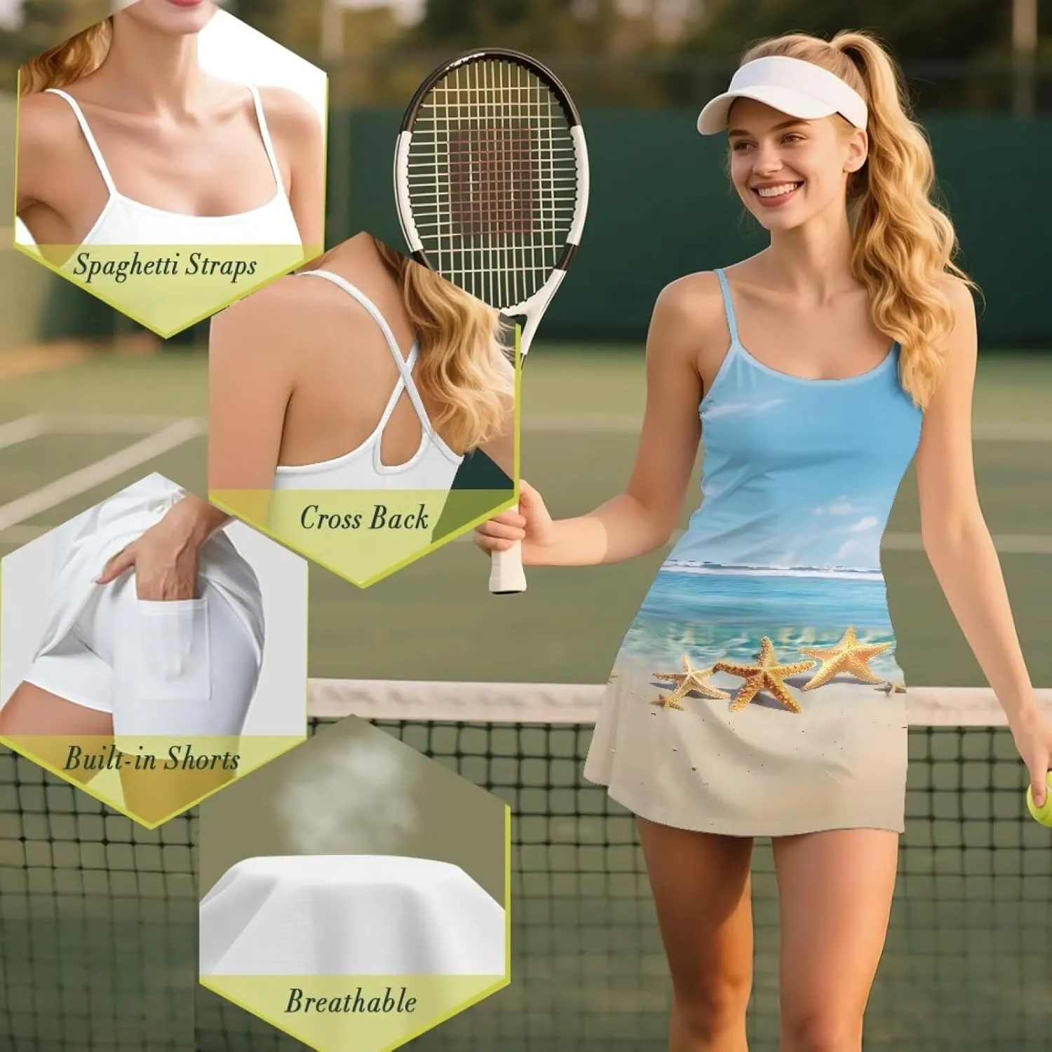 Sports Dress for Women Athletic Tennis Golf Dress with Built-in Shorts Perfect for Golf, Tennis, Gym
