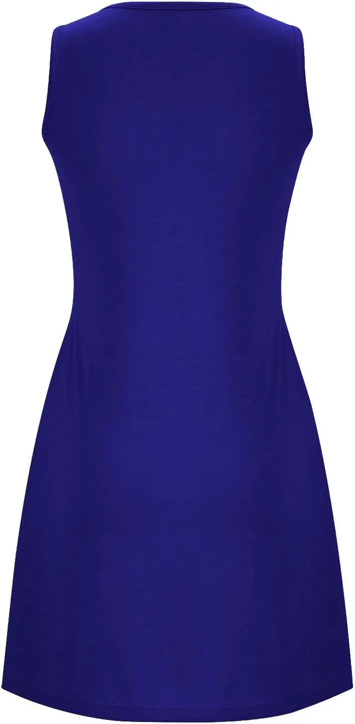 Summer Dresses for Women 2025 Loose Beach Vacation Casual Crew Neck Sleeveless Sundresses with Pockets Tank Dress