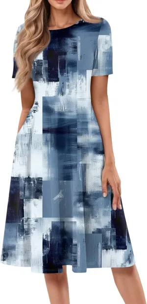 Summer Dresses Women Midi Dresses for Women Summer Short Sleeve Dresses Women Casual Spring Loose Fit Cute
