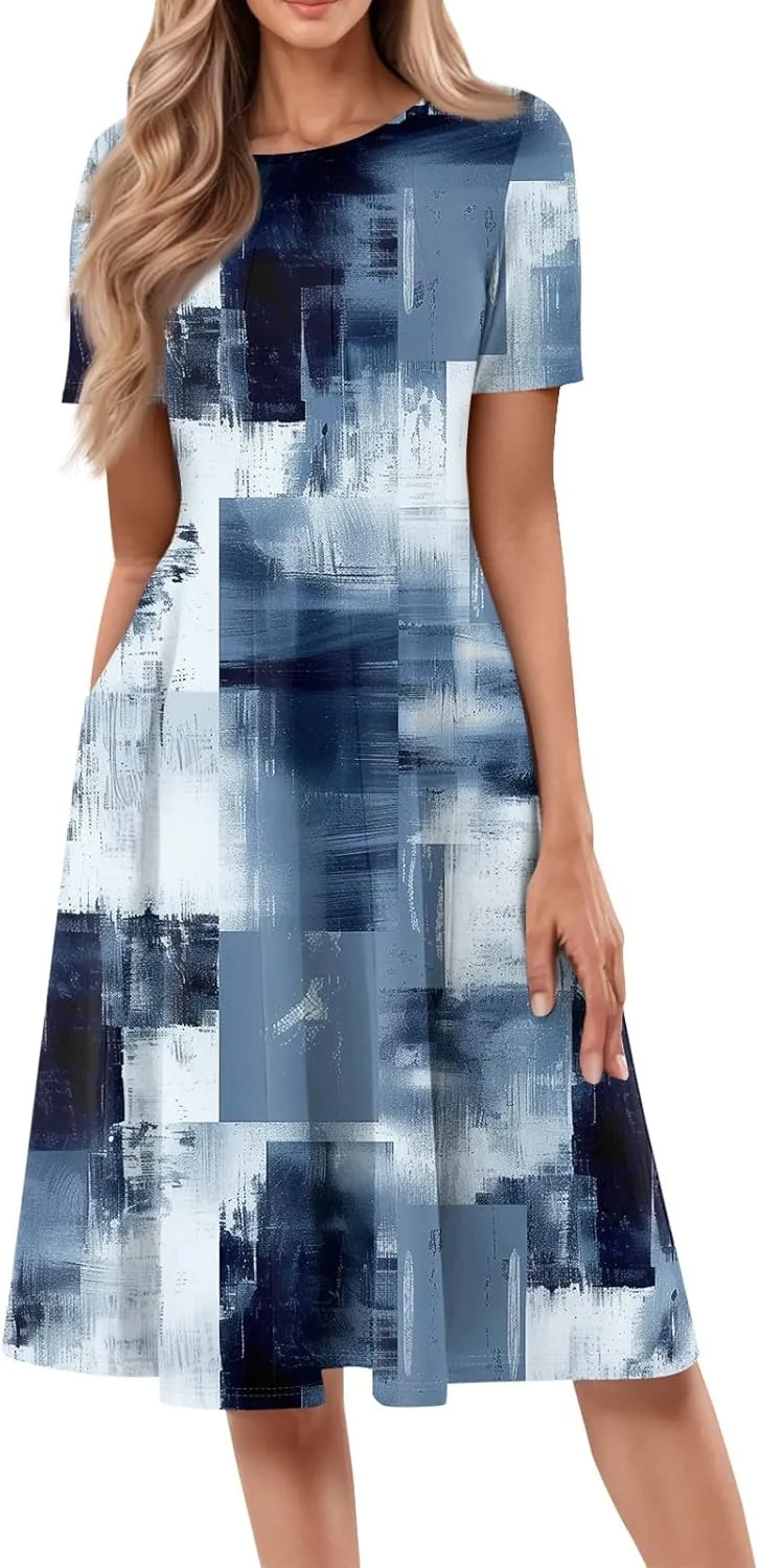 Summer Dresses Women Midi Dresses for Women Summer Short Sleeve Dresses Women Casual Spring Loose Fit Cute