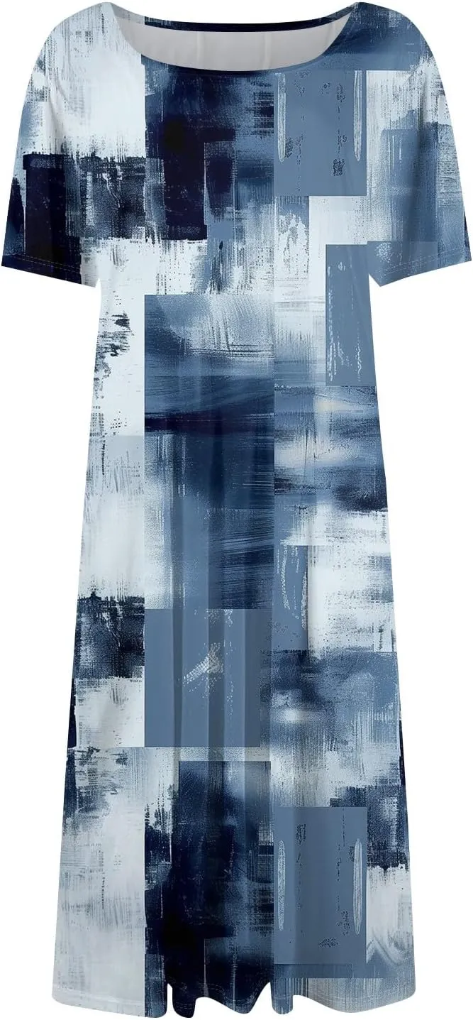 Summer Dresses Women Midi Dresses for Women Summer Short Sleeve Dresses Women Casual Spring Loose Fit Cute