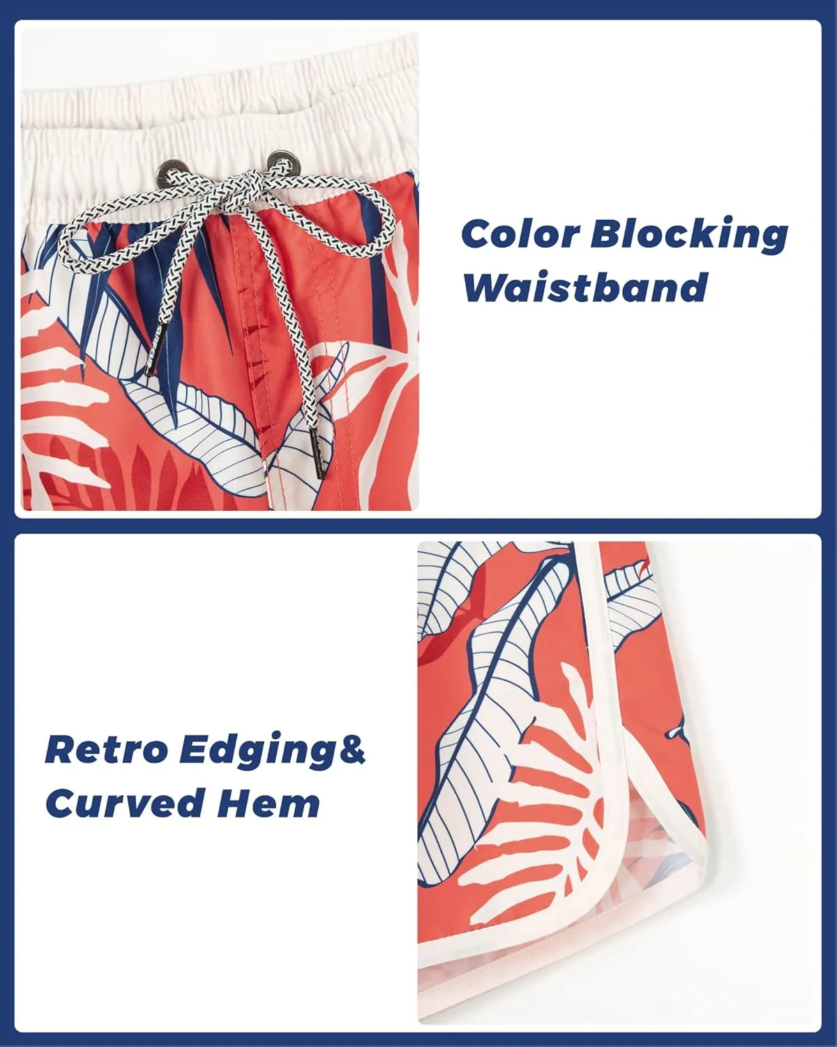 SURF CUZ Mens Swim Trunks 5" Swim Shorts Vintage Bathing Suits with Mesh Lining 80s 90s Retro Swimwear Board Shorts