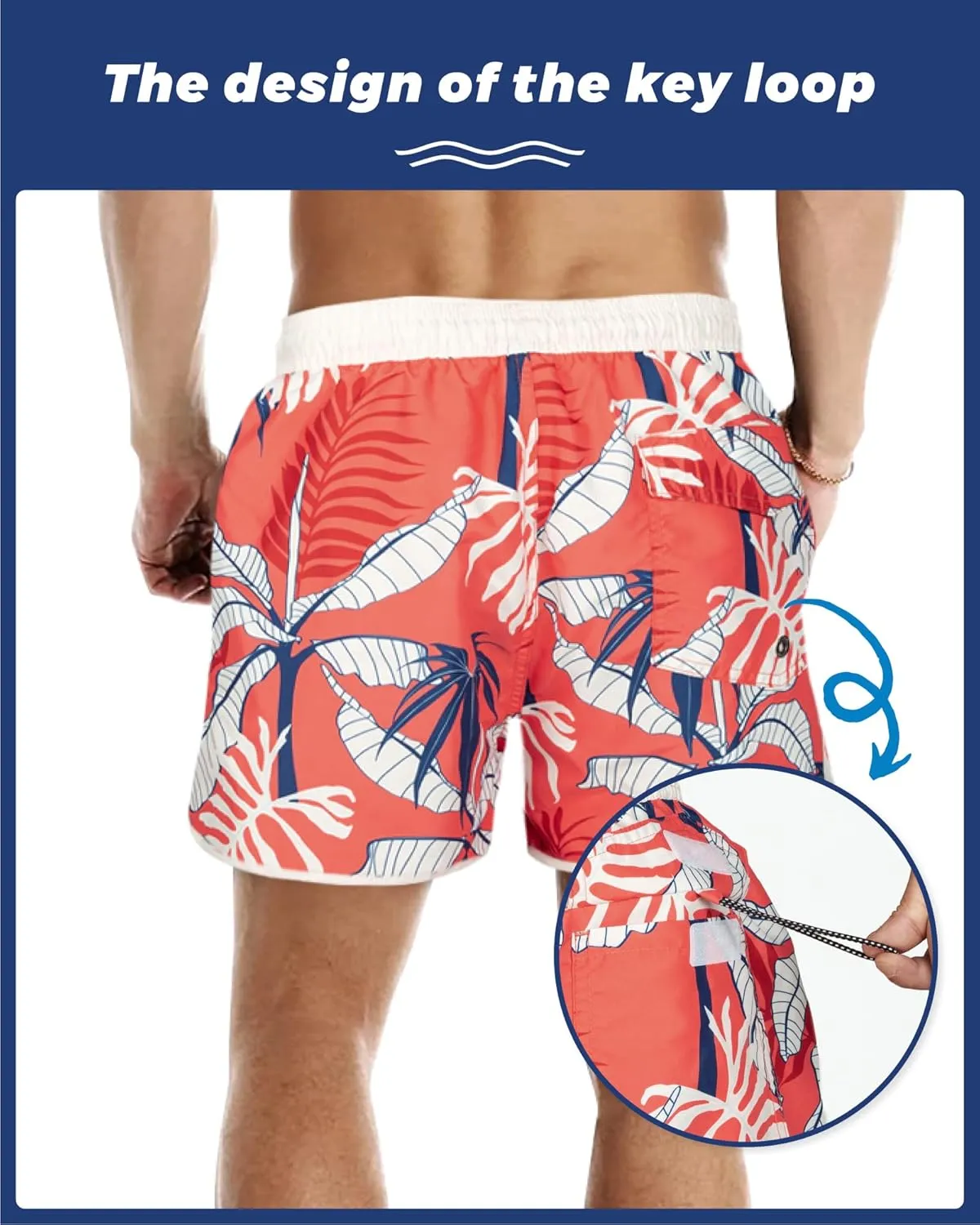 SURF CUZ Mens Swim Trunks 5" Swim Shorts Vintage Bathing Suits with Mesh Lining 80s 90s Retro Swimwear Board Shorts
