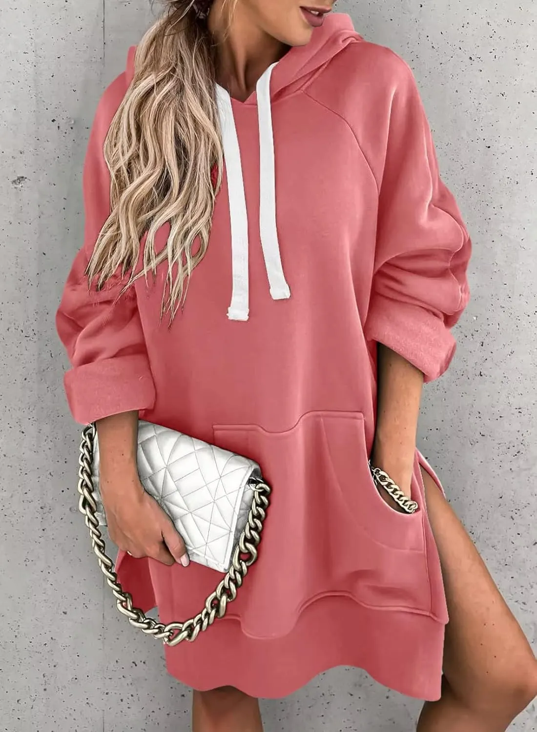Syellowafter Women Oversized Hoodie Dress Pullover Winter Kangaroo Pocket Sweatshirt Fall Tops Casual Loungewear