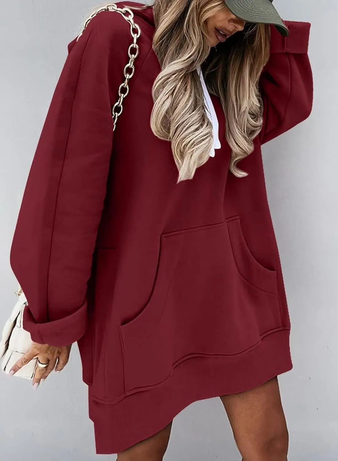Syellowafter Women Oversized Hoodie Dress Pullover Winter Kangaroo Pocket Sweatshirt Fall Tops Casual Loungewear