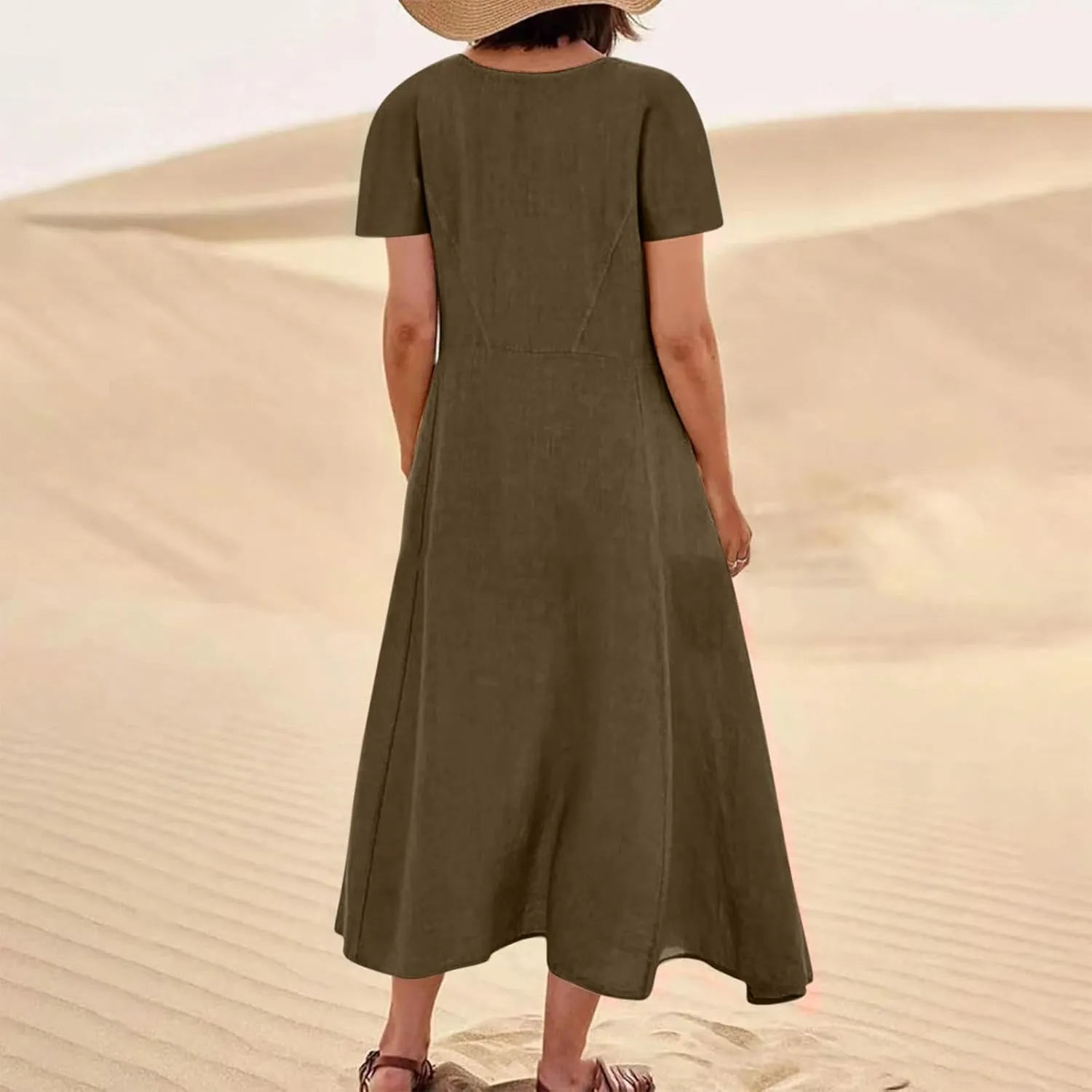 TARIENDY Maxi Dresses for Women 2025 Summer Casual Sundress Loose Comfy Short Sleeve Dress Lounge Beach Dress with Pockets
