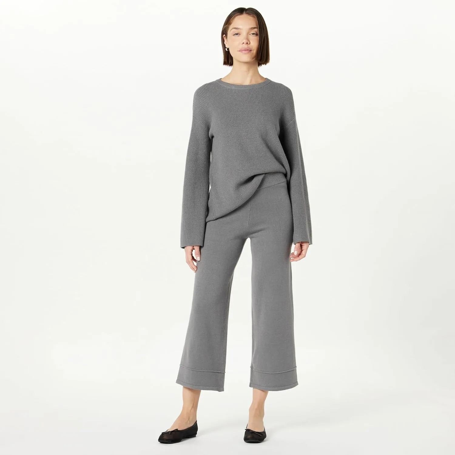 The Drop Women's Bernadette Pull-on Loose-fit Cropped Sweater Pant
