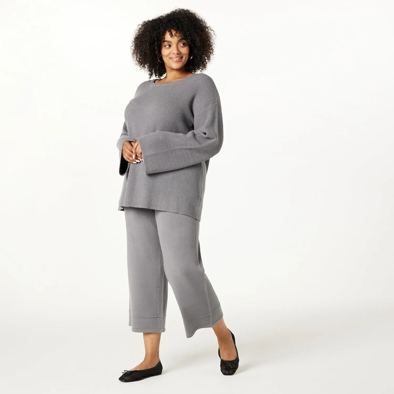 The Drop Women's Bernadette Pull-on Loose-fit Cropped Sweater Pant