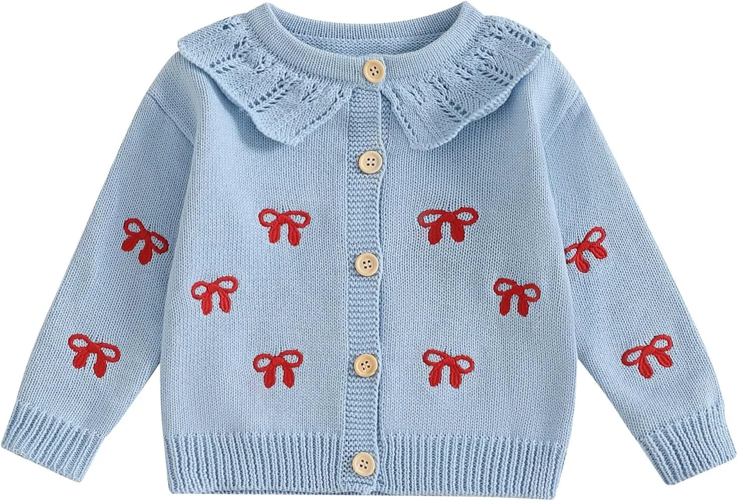 Toddler Baby Girl Cardigan Long Sleeve Floral Button Knit Sweater Coats Top Cute Fall Winter Knitwear Jacket Warm Clothes