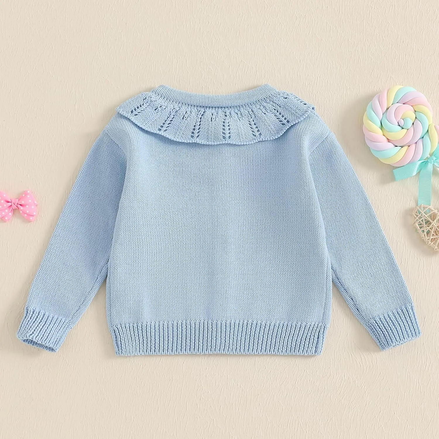 Toddler Baby Girl Cardigan Long Sleeve Floral Button Knit Sweater Coats Top Cute Fall Winter Knitwear Jacket Warm Clothes