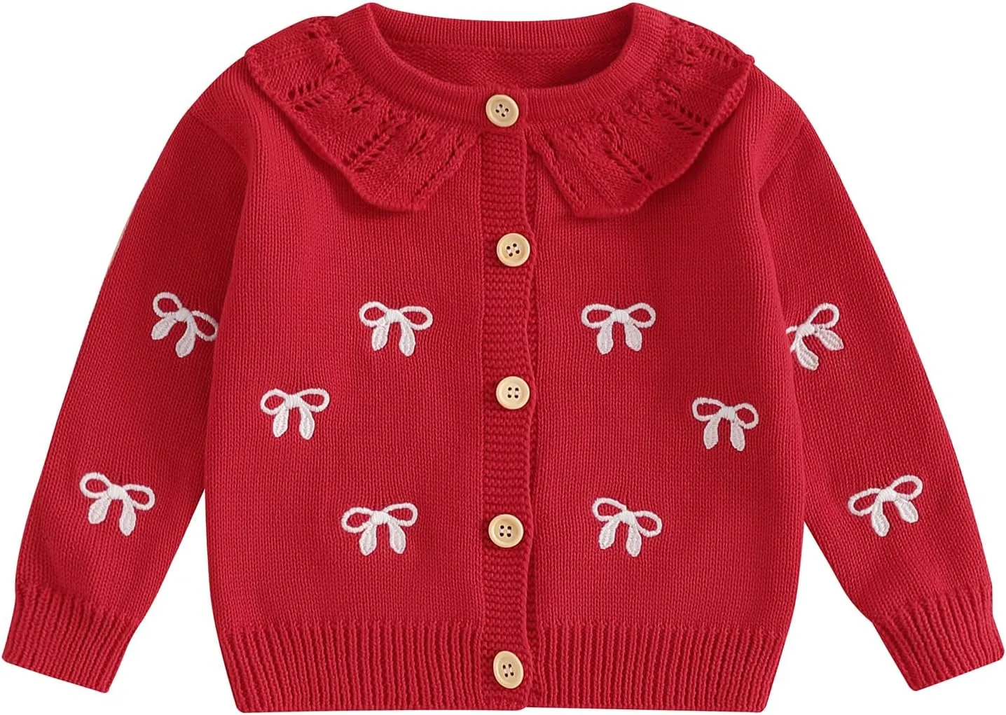 Toddler Baby Girl Cardigan Long Sleeve Floral Button Knit Sweater Coats Top Cute Fall Winter Knitwear Jacket Warm Clothes