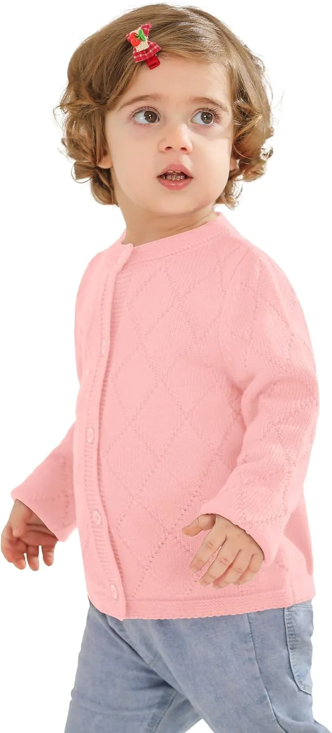 Toddler Baby Girls' Cardigan Sweaters Open Front Long Sleeve Knit Outwear for Girls
