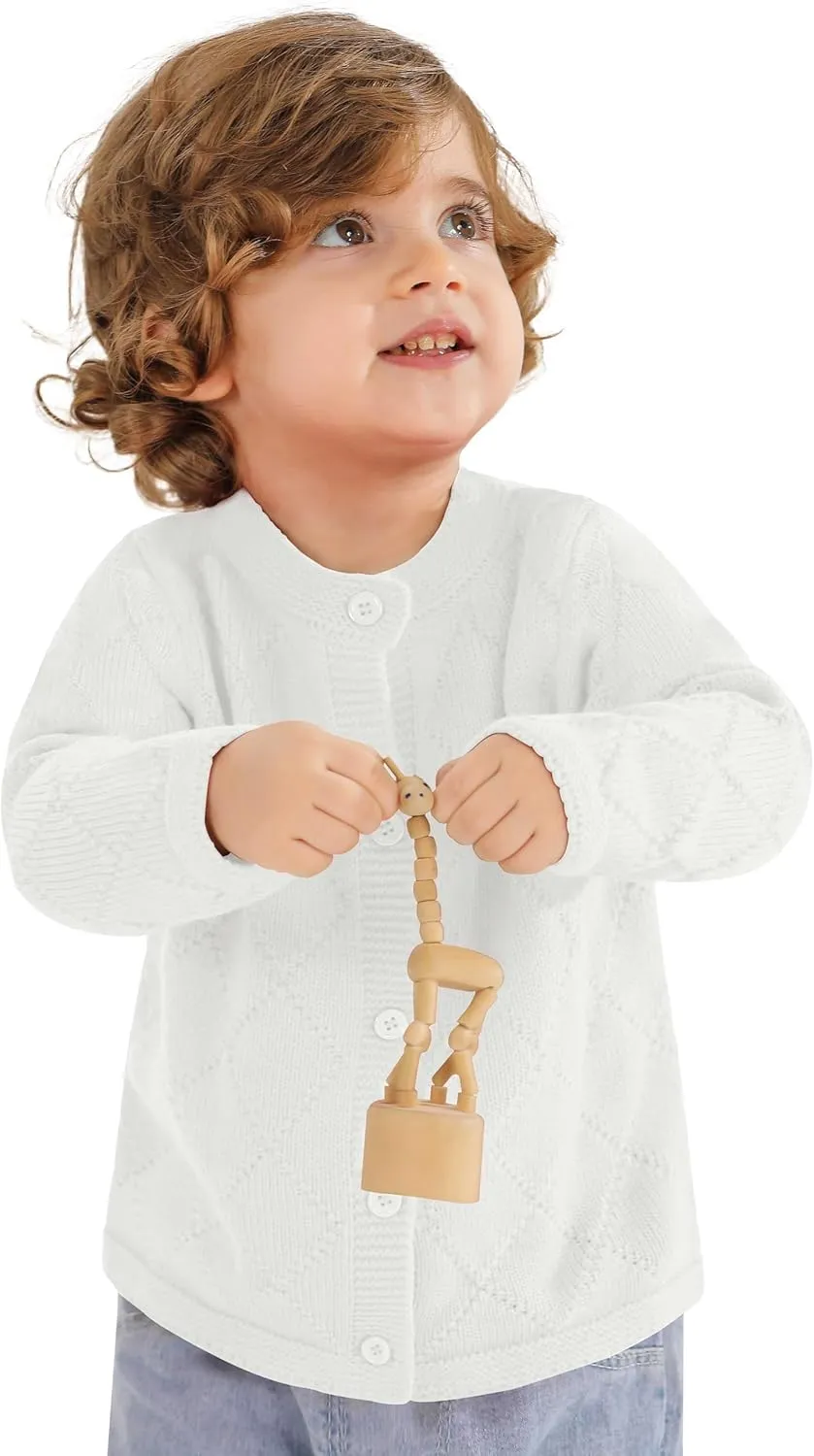 Toddler Baby Girls' Cardigan Sweaters Open Front Long Sleeve Knit Outwear for Girls