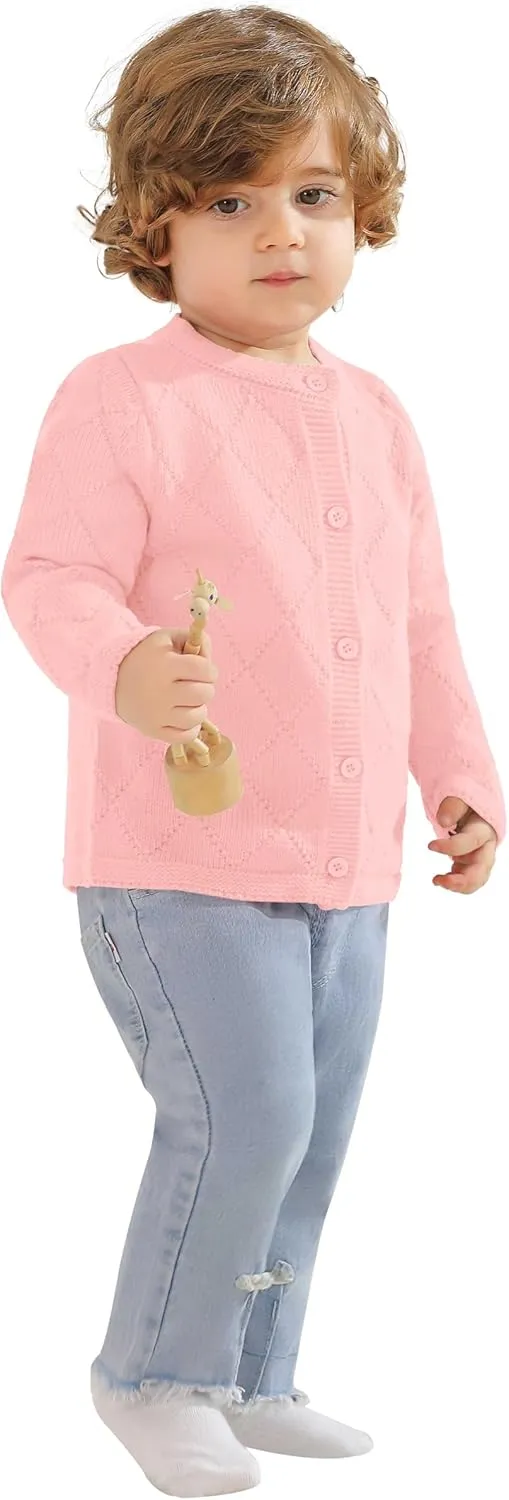 Toddler Baby Girls' Cardigan Sweaters Open Front Long Sleeve Knit Outwear for Girls