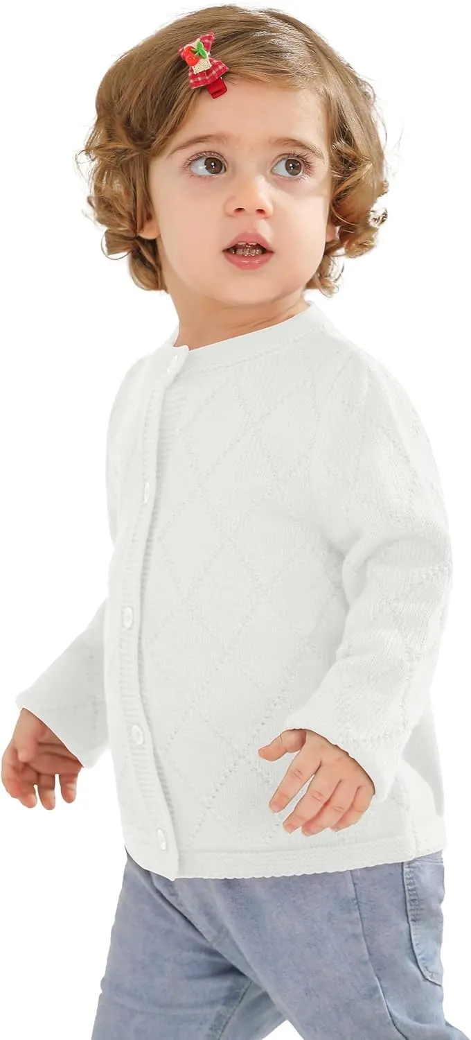 Toddler Baby Girls' Cardigan Sweaters Open Front Long Sleeve Knit Outwear for Girls