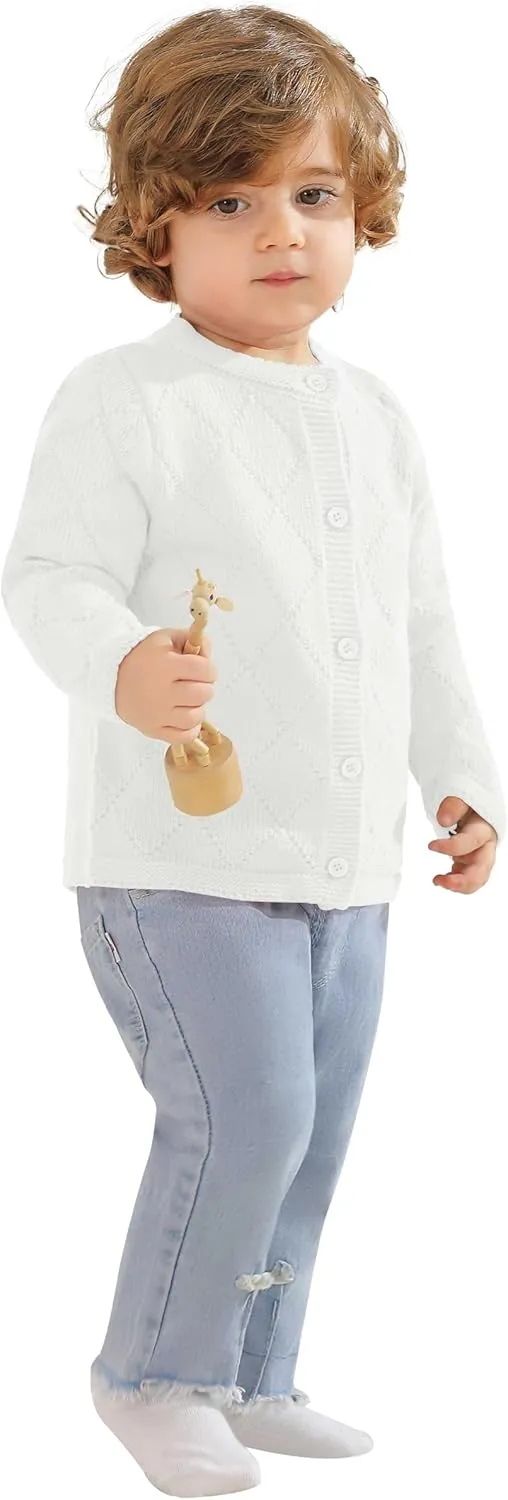 Toddler Baby Girls' Cardigan Sweaters Open Front Long Sleeve Knit Outwear for Girls