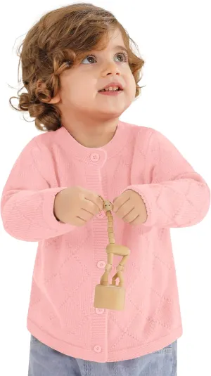 Toddler Baby Girls' Cardigan Sweaters Open Front Long Sleeve Knit Outwear for Girls