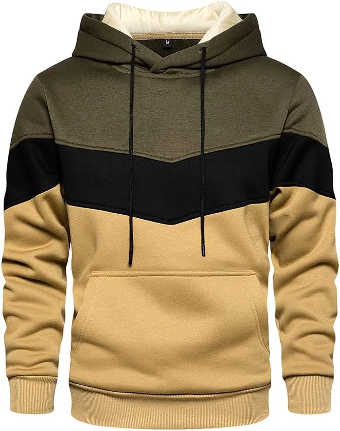 TOLOER Pullover Hoodie Men Blend Fleece Long Sleeve Sweatshirt with Kangaroo Pockets