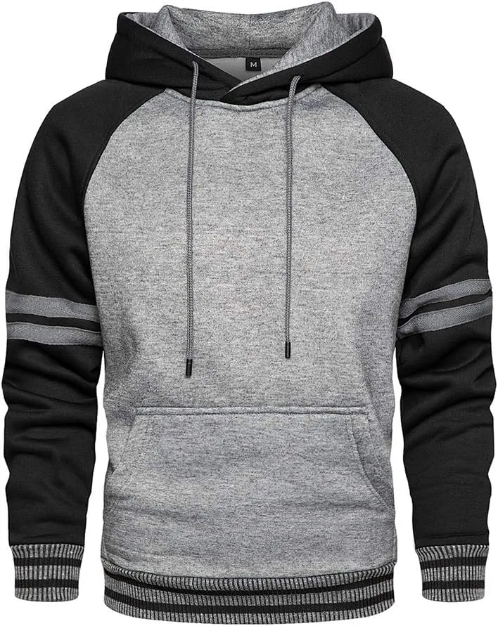 TOLOER Pullover Hoodie Men Blend Fleece Long Sleeve Sweatshirt with Kangaroo Pockets