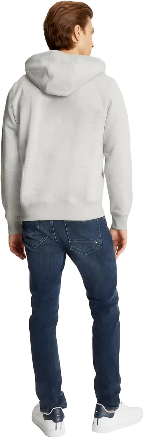 TOMMY HILFIGER Men's Iconic Fleece Embroidered Tommy Logo Pullover Hoodie Sweatshirt Collection 2024, Medium, Black