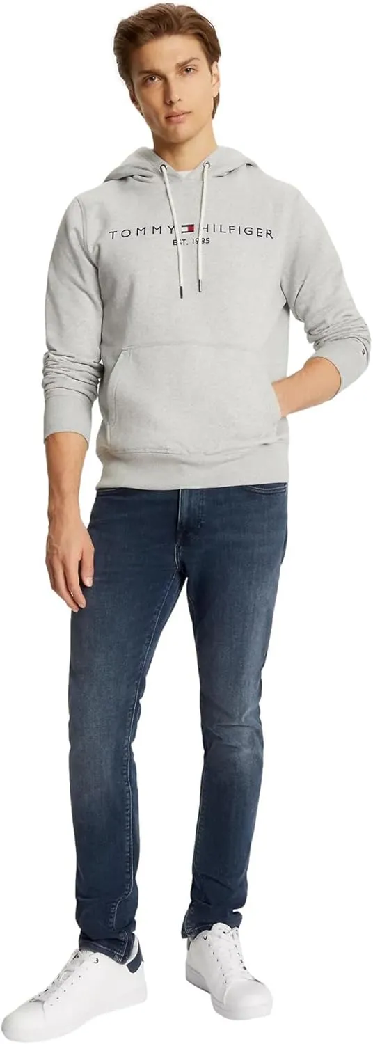 TOMMY HILFIGER Men's Iconic Fleece Embroidered Tommy Logo Pullover Hoodie Sweatshirt Collection 2024, Medium, Black